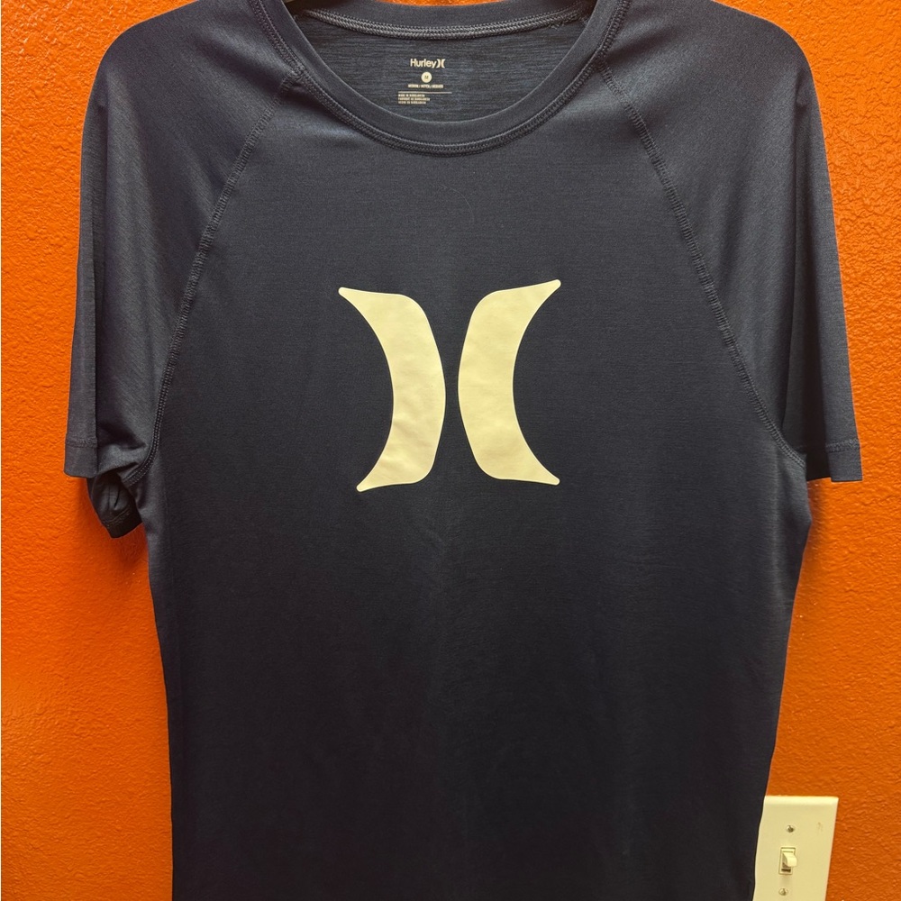 Hurley Men's Navy Rash Guard with White Logo